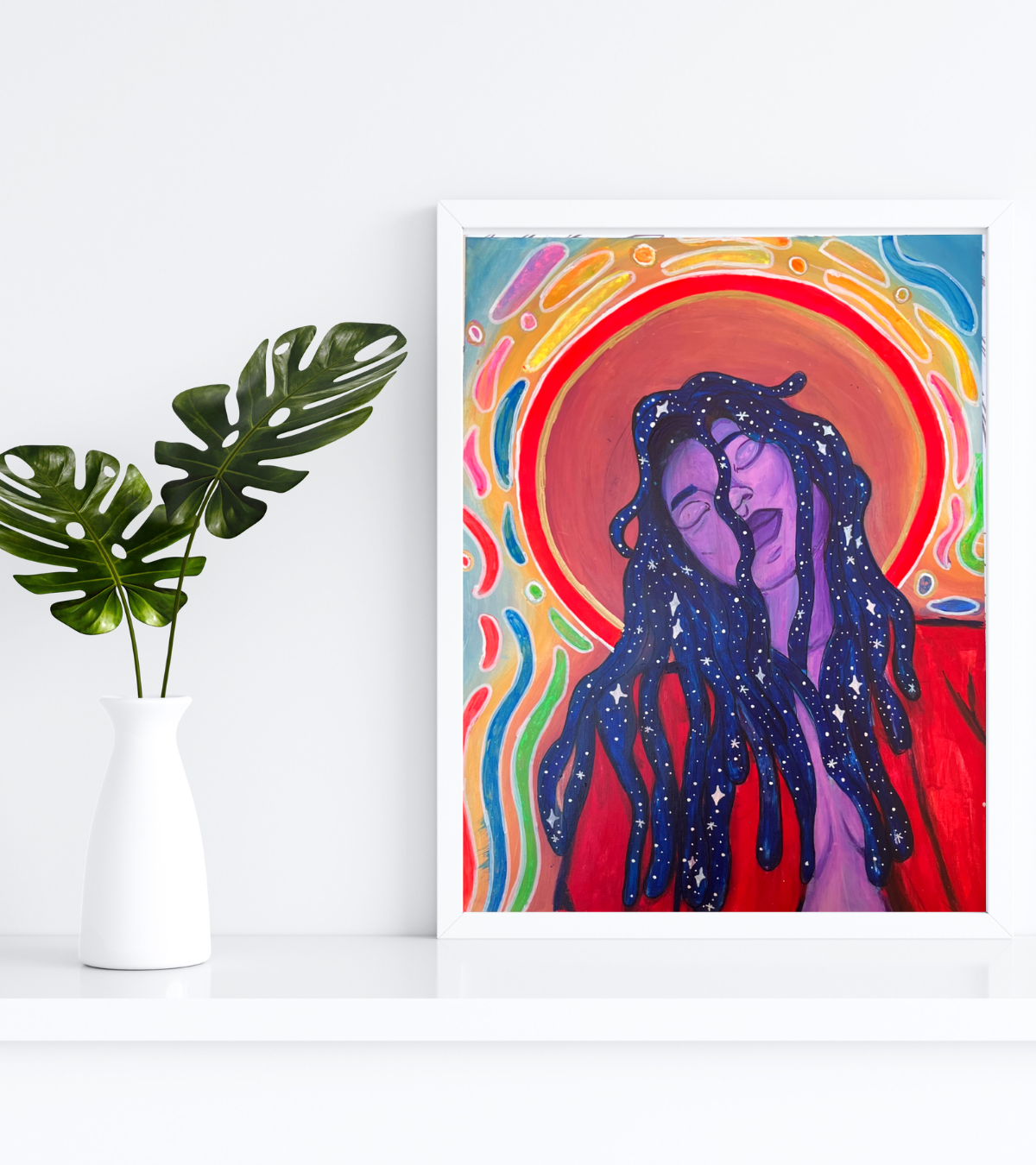 Ethereal Black Woman with Locs – Feminine Wall Art Print