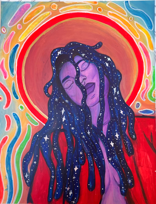 Ethereal Black Woman with Locs – Feminine Wall Art Print