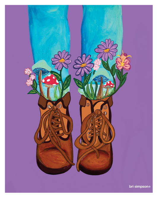 Boots and flowers - art print
