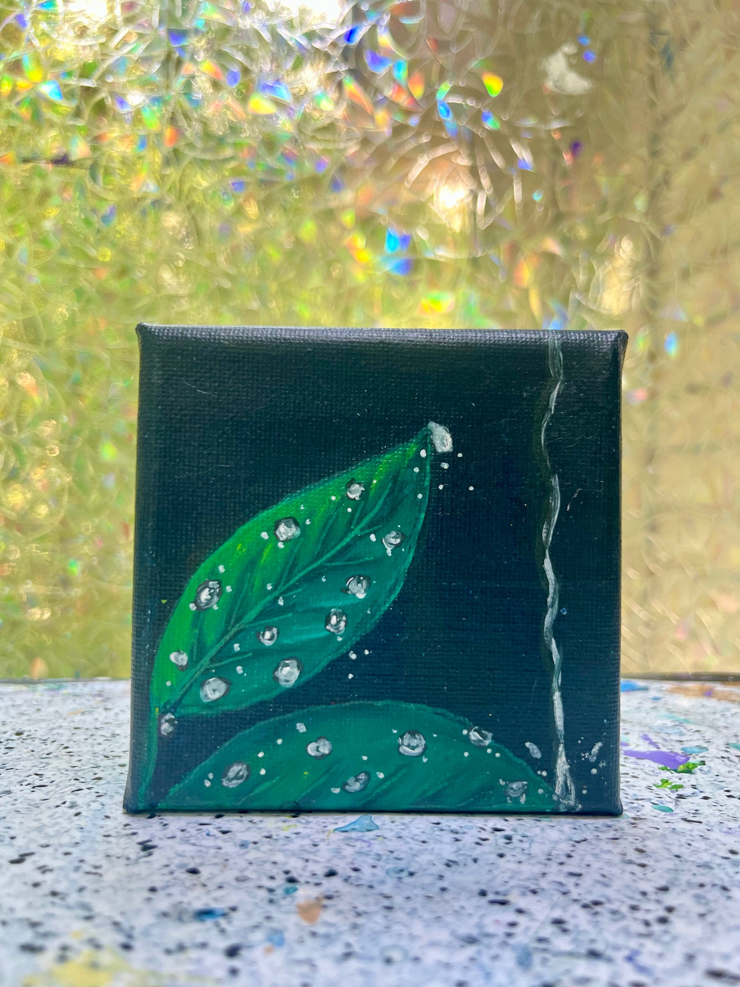 Dew Drops - mini canvas painting