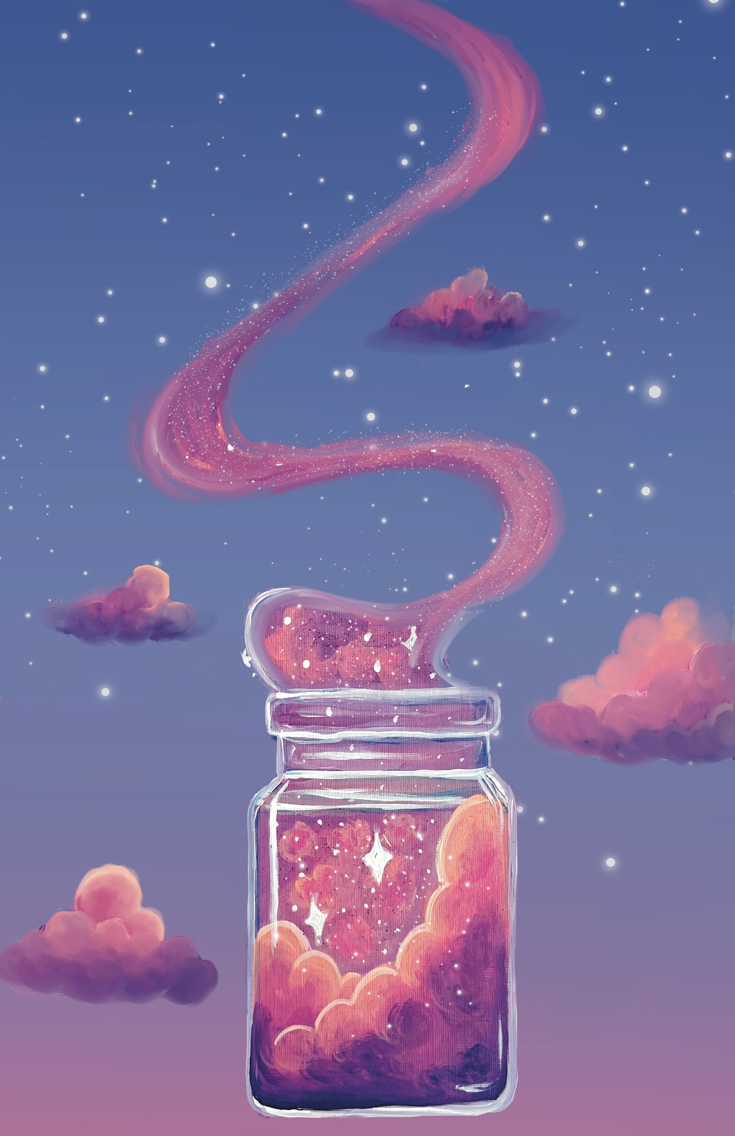 Magic in a jar - whimsical Art print