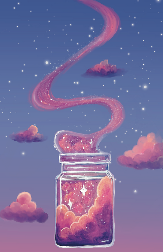 Magic in a jar - whimsical Art print